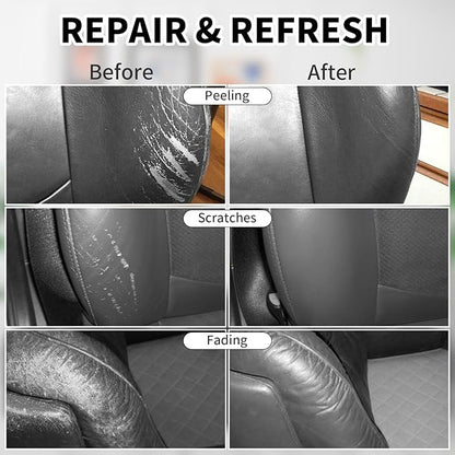 8.5 OZ Leather Recoloring Balm with 100ML Leather Conditioner - Dark Gray Leather Repair Kit for Furniture, Leather Dye, Recolor, Renew, Repair & Restore Aged, Faded, Cracked, Peeling and Scuffed