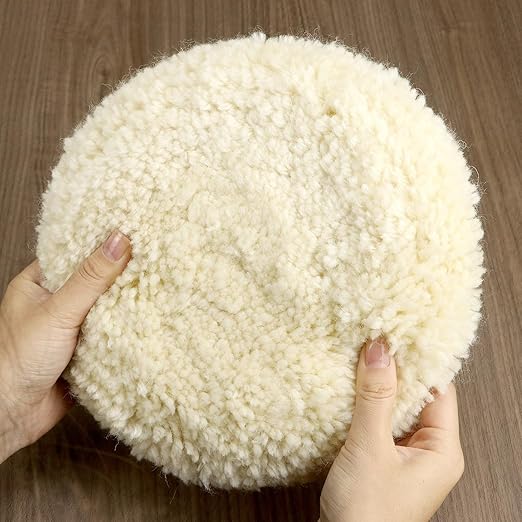 QWORK Wool Buffing Pad Kit, 3 Pcs 7 Inch Wool Polishing Pads, Polishing Wool Pads Kit, Low Linting Wool Pad, Natural Pad