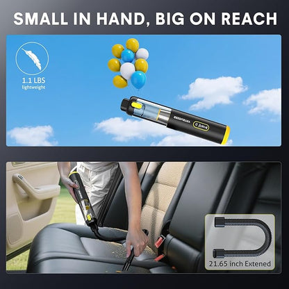 SEEDUSTRY Handheld Car Vacuum Portable Cordless, 6-in-1 Mini Cordless Vacuum Cleaner with Brushless Motor & 18000Pa Powerful Suction, Type-C Charge, 2025 Mini Vacuum V-C08 Pro for Car Home Office Pet