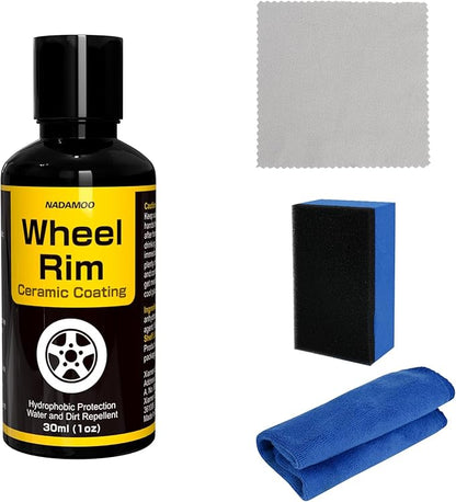 NADAMOO Wheel Rim Ceramic Coating 30ml，Hydrophobic Protection Gloss Finish Water and Dirt Repellent for Car Wheel - Self Cleaning - Repels Brake Dust - Deeper Shine
