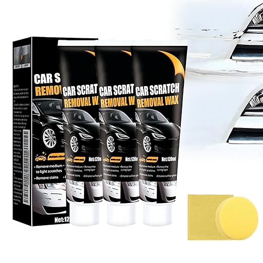 Scratch Remover for Vehicles, 2025 New Car Scratch Repair Paste Car Scratch Remover with Wipe and Sponge, Car Polishing Wax Scratchs Remover Cars Paint Scratchs Repair Kit for Deep Scratches (3)