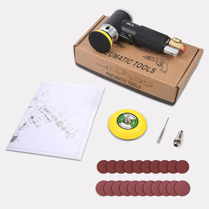ZHONG AN 2 3-inch Mini Orbital Sander da sander Air Dual Action Sander Air Polisher Super Smooth and Swirl Freely High Speed for Auto Body Work with 20 PCS Sanding Discs (BLACK)