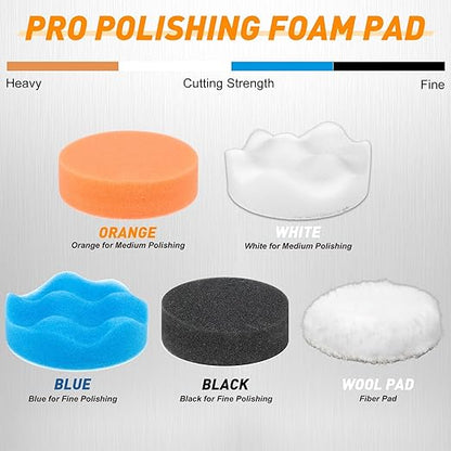 174 PCS 3 Inch Wet Dry Sanding Discs Grit 60 80 120 150 180 240 320 400 600 800 1000 1500 2000 3000 5000 10000 Hook and Loop for Drill Sanding Attachment