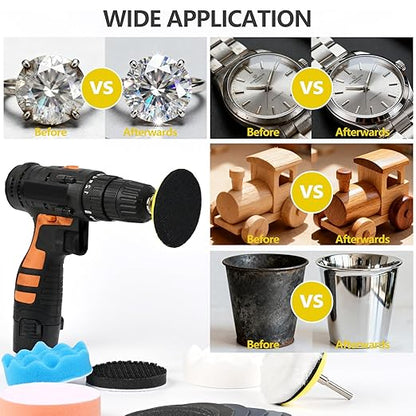 193Pcs 3 Inch Polishing Kit Hook and Loop Sanding Discs, Headlight Restoration Kit - 80 to 10000 Grits Wet Dry Sandpaper Buffing Sanding Pads with 1/4" 1/8" Shank, for Metal, Wood, Auto, Glass