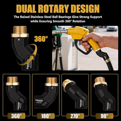 1" NPT 1PCS Fuel Hose Swivel - Multi-Plane 360° Rotating Connector for Fuel, Water, Diesel, Gasoline, Kerosene Transfer Pumps, Tanks & Nozzles