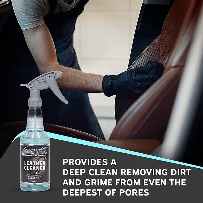 LANE'S Leather Cleaner- Leather Protector Spray, Automotive Leather Cleaner- Cleans Leather Pores, Removes Dirt and Grime, Keeps Leather Supple- 32 ounces
