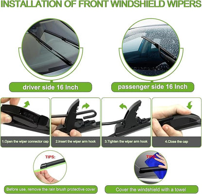 PARRATI® Windshield Wipers for Hummer H2 2003-2009,16"+16" Front and 10" Rear,OEM Replacement Wiper Blades,Quiet & Streak-Free(Set of 3)