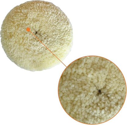 Wool Buffing Pad Kit 7Inch 3PCS, 100% Natural Wool Car Auto Hook and Loop Grip Buffing Pad for Compound Cutting & Polishing for Car,Boats, Trucks and RVs Polishing Motorcycle Washing Machine