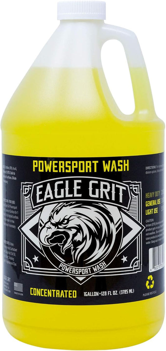 Eagle Grit Powersport Wash – 1 Gallon Concentrated Cleaner for Dirt Bikes, ATVs, UTVs, Mountain Bikes & Watercraft – Biodegradable, pH Balanced, VOC Compliant – Safe on All Surfaces – USA Made