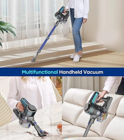 NADALY Cordless Vacuum Cleaner for Home, 500W 40KPA Stick Vacuum Cordless with 45Mins Runtime, Anti-Tangle, Lightweight, 1.5L Dust Cup, 8-in-1 Rechargeable Vacuum for Hardwood Floor Carpet Pet Hair