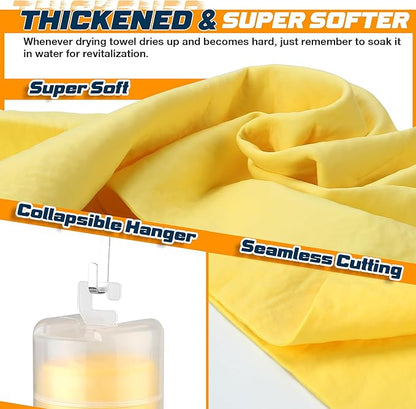 Premium Shammy Towel 2 Pack 26"x17" Super Absorbent Car Drying Towel, Soft Reusable Chamois Cloth, Dust Remove, No Scratch/Spot/Streak, Yellow