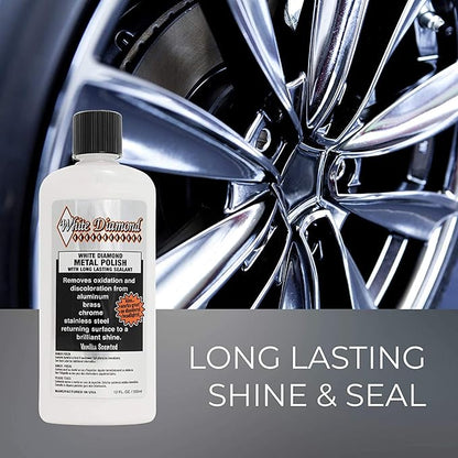 Schultz Laboratories White Diamond Metal Polish & Long Lasting Sealant - Perfect for Stainless Steel, Brass, Aluminum, Chrome, Gold, Silver - Sealant, Rust Remover/Preventer, Jewelry, Boats - 3 Pack