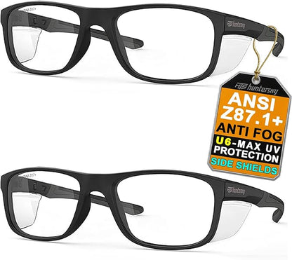 HTS HUNTERSKY TR90NZZ Safety Glasses with Side Shield Small Size Women Men ANSI Z87 Anti Fog Scratch Resistant Lab Pickleball