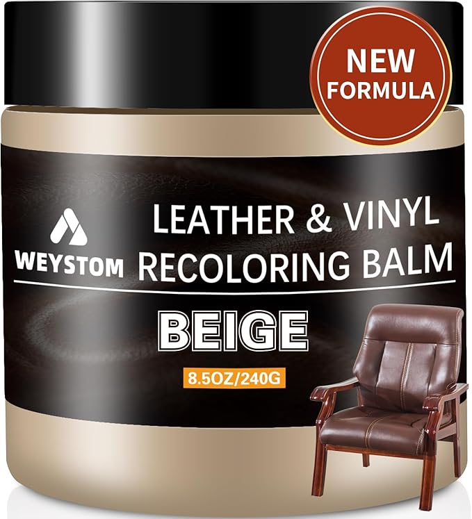 Leather Recoloring Balm - Beige Leather Repair Kit for Furniture, Dye, Recolor, Renew, Repair & Restore Aged, Faded, Cracked, Peeling and Scuffed