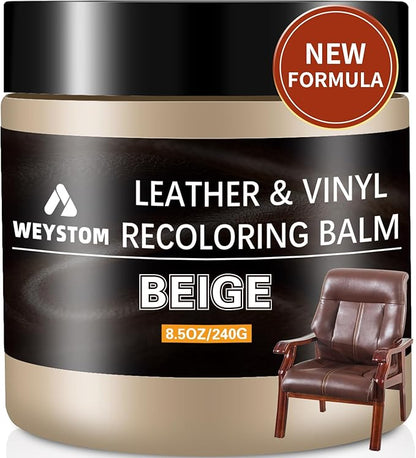Leather Recoloring Balm - Beige Leather Repair Kit for Furniture, Dye, Recolor, Renew, Repair & Restore Aged, Faded, Cracked, Peeling and Scuffed