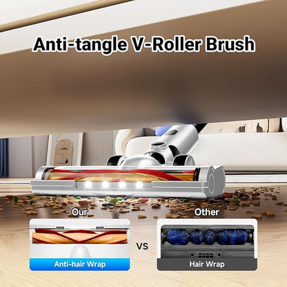 BSNAW Cordless Vacuum Cleaner for Home, 8-in-1 Lightweight Stick Vacuum with 45Mins Runtime, Powerful Suction, Anti-Tangle, Rechargeable Cordless Vacuum for Hardwood Floor Carpet Pet Hair, W-N5