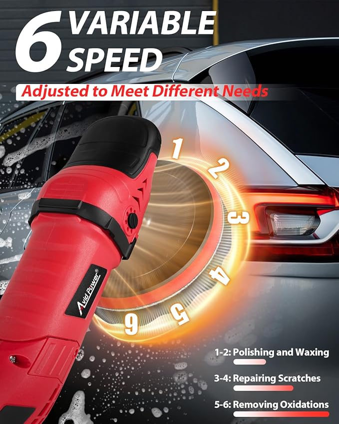 AVID POWER Car Buffer Polisher, 6 Variable Speed 1000-3500 RPM, Rotary Buffer Waxer Kit with 6-inch and 7-Inch Backing Plate, 1200W Car Polisher for Car Detailing, Polishing, Waxing