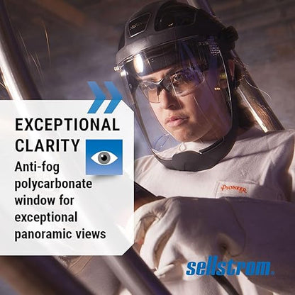 Sellstrom DP4 Face Shield - Lightweight Mask with High Impact Chin Guard, Crown & Ratchet Headgear for Work, Grinding, Cutting - ANSI Z87.1 - Anti Fog Polycarbonate Window