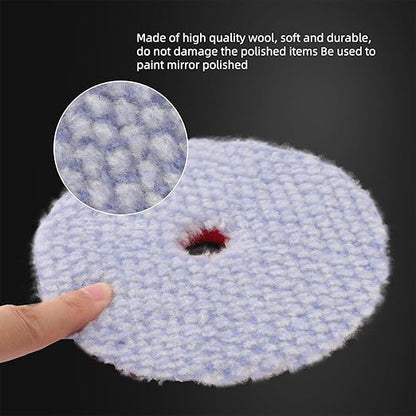 SPTA Wool Polishing Pad, 2Pcs 6''(150mm) Coarse Wool Cutting Pad, Coarse Pad BlueWool Buffing Pads Set with Hook and Loop for Heavy Cut for Car Polisher, Buffing and Polishing