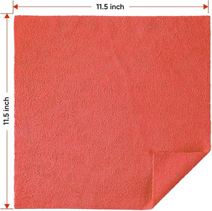 HOMEXCEL Red Shop Towels 100 Pack, Reusable Microfiber Cleaning Cloth Bulk, Multipurpose Microfiber Towels for Car, House and Kitchen, Highly Absorbent Cleaning Rags 11.5 x 11.5 inch