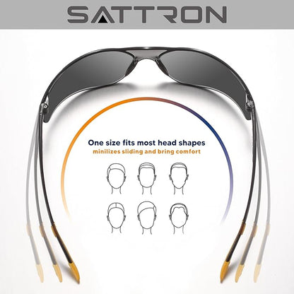 SATTRON Tinted Safety Glasses Bulk 48 Pack, Dark Smoke Lenses UV Protective Safety Sunglasses for Men Women, ANSI Z87.1 Scratch & Impact Resistant Eye Protection for Construction, Shooting, Lab