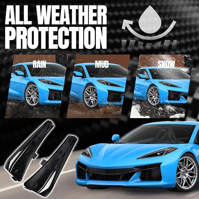 BILLFARO Extended Front Splash Guards Mud Flaps,ABS Plastic Wheels Rock Guards Mudflap Fender Mudguard Mud Guards Protector ﻿Accessories for Corvette C8 Z06 2023+ for C8 E-Ray 2024+