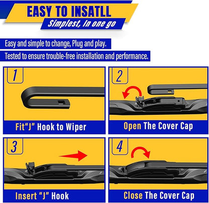 3 wipers Replacement for Hyundai Veloster 2012-2017, Windshield Wiper Blades Original Equipment Replacement - 26"/18"/8" (Set of 3) U/J Hook