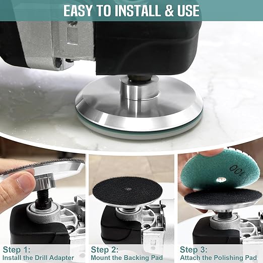 ZYZLE 13 Packs 4 inch Diamond Polishing Pads Kit Wet/Dry with 5/8"-11 Backer Pad Granite Bufffing Sanding Set 50-10000 Grit for Concrete Stone Marble Tile Quartz Rock
