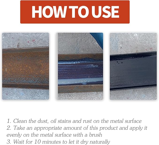 winblot Rust Conversion Agent 300g, Multi-Functional Anti-Rust Paint, Water-Based Metallic Paint, Rust Remover for Metal,Universal Anti-Rust Paint Rust Removal Conversion Agent (Black)