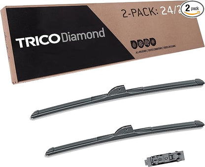 TRICO Diamond 24" + 21" Premium Automotive Replacement Windshield Wiper Blades (Set of 2), Passenger and Driver Side All-Weather Beam Wiper Blades for Select Vehicle Models