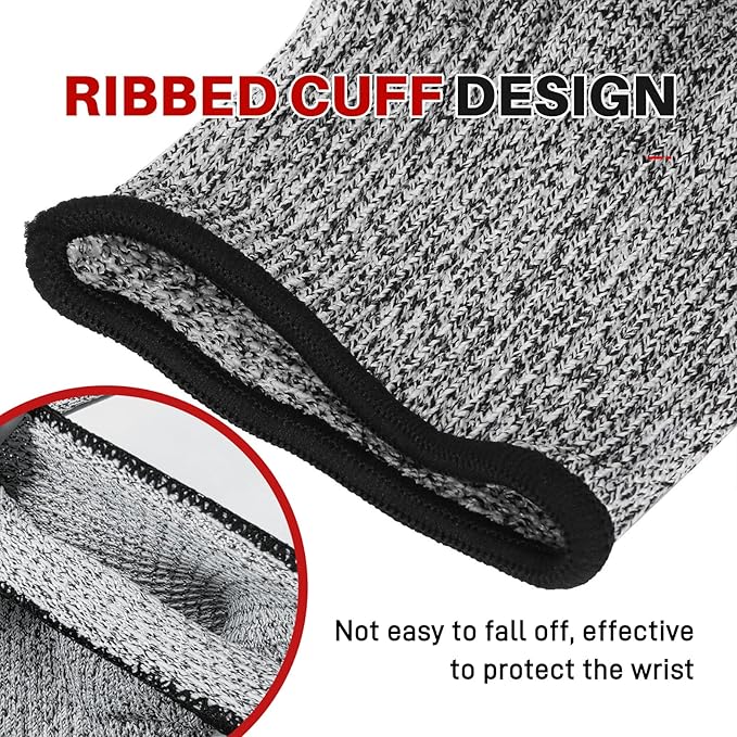 GOL-SIV Arm Protectors For Thin Skin And Bruising, Cut Resistant Sleeves For Men Women, A5 Level Farmer Sleeve For Gardening (Black & Grey, 2pairs, 11.8 In)