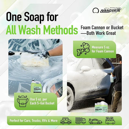 Nanoskin BUBBLE BATH Foaming Car Wash Shampoo 30 Gallons - Works with Foam Cannon, Gun, Bucket Washes, Car Soap for Pressure Washer | For Car, Truck, Motorcycle, RV & More, Green,3840 Fl Oz(Pack of 1)
