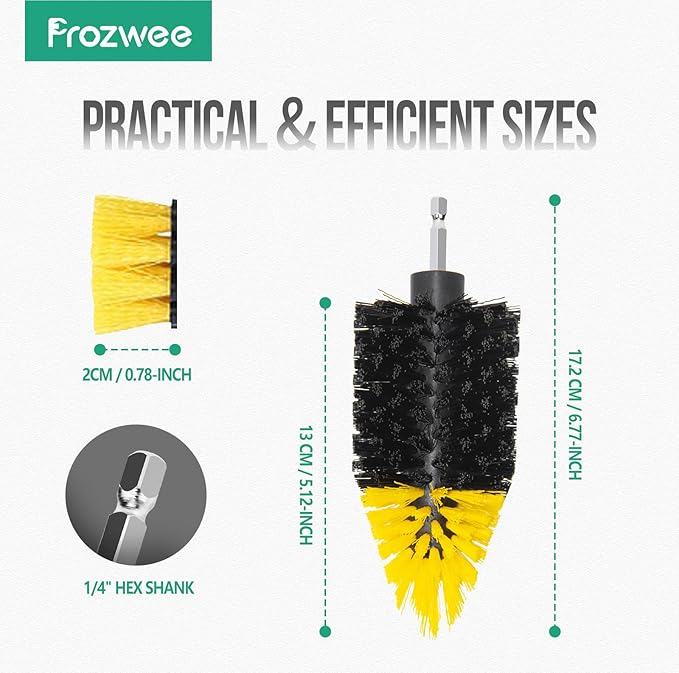 Prozwee 2PACK Tile Corner Drill Brush Set,with Extend Bar Which can Hold and Stabilize,Upgraded Brush Made to Tackle Corner Stains,Cleaning Corner of Grout, Tiles, Sinks,Bathroom,etc.
