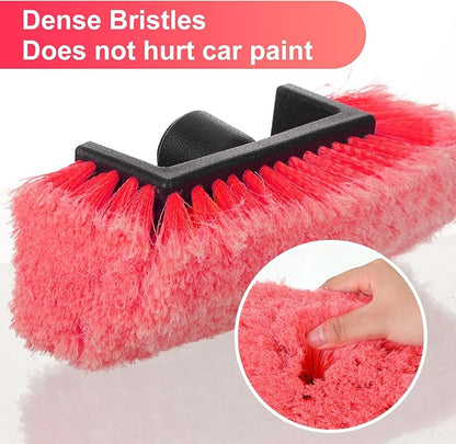 Tanlade 2 Pcs Car Wash Brush Head with Soft Detailing Bristle Flow Through Car Cleaning Brush Exterior Wash Equipment for Auto Truck RV Boat Camper (12 Inch,Red)