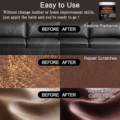 WERBME Leather Recoloring Balm & Color Restorer - Multipurpose Dye & Paint for Faded Leather Couches, Car Seats, Shoes | Fix Scratches on Clothing, Furniture & Accessories(Gray)