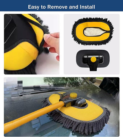 YeewayVeh Car Wash Brush Replacement Cover, Soft Microfiber Car Wash Mop Head Compatible with 15° Curved Pole Long Handle Cleaning Brush Mop, Yellow