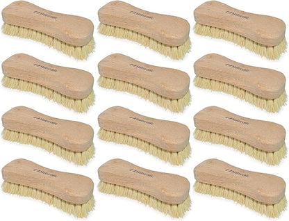 All-Natural Wooden Scrub Brush Set | Eco-Friendly Cleaning Brush Set with Tampico Bristles | Floor Scrub Brush & Shower Scrubber for Bathroom, Tub, Kitchen & Carpet | Sustainable Set – Pack of 12