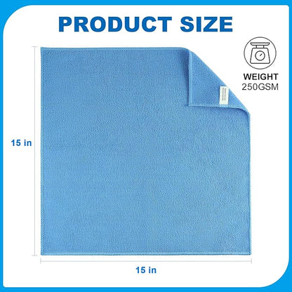 Microfiber Cleaning Cloths – 50 Pack, 15"x15" Ultra Soft, Lint-Free, Quick-Dry Towels for Cleaning Car, Home, Kitchen & Garage – Reusable Microfiber Rags