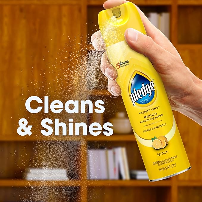 Pledge Enhancing Polish, Furniture & Wood Spray, Lemon Scent, 9.7oz (Pack of 3)