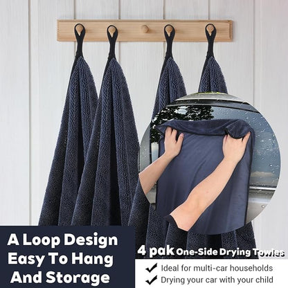 4 Pack Large Microfiber Car Drying Towels, 36x24 Inch Microfiber Towels for Cars, Ultra Absorbent, Streak Free, Scratch Free, Lint Free, Quick Dry, Multi-Purpose