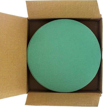 Dura-Gold Premium 5" Green Film Sanding Discs - 120 Grit (Box of 50) - Hook & Loop Backing Sandpaper Discs for DA Sanders, Finishing Medium Coarse Cut Abrasive - Sand Automotive Paint Woodworking Wood