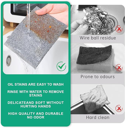 BTIFU 6 Pcs New Upgrade Steel Wire Dishcloth,Multipurpose Reusable Non Scratch Wire Dishcloth,Metal Dish Cloth Wet and Dry,for Kitchen Cleaning,Sinks, Dishes,Stove Top