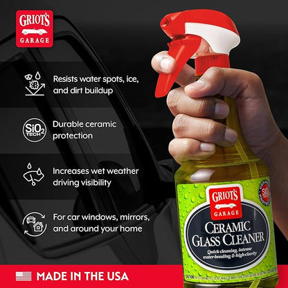 Griot's Garage Ceramic Glass Cleaner Spray for Car Windows, Windshields, Mirrors and Home Use, Cleans and Protects, Streak-Free, 10835, 22oz