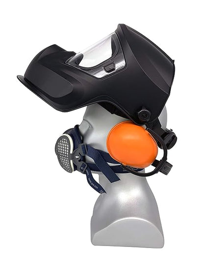 Benchmark Abrasives Professional Grinding Hood Face Shield - ANSI Certified Safety Headgear with Anti-Fog Protection for Woodworking, Cutting & Industrial Use