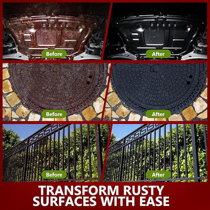 4-in-1 Rust Converter & Metal Primer, 34 Fl Oz Black Rust Inhibitor Paint for Metal, Automotive Rust Reformer, Industrial Grade Water Based, Heat Resistance & UV Resistant