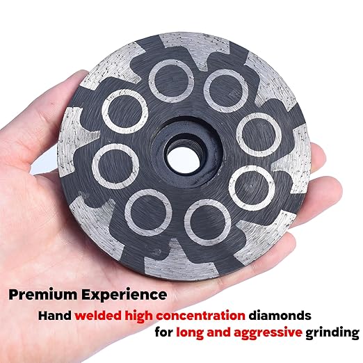 Actintool 4 in.x 5/8-11 in. Chip Free Resin Filled Diamond Grinding Cup Wheel for Stone Engineered Countertop Edge Surface Grinding