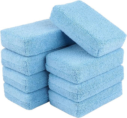 AIDEA Microfiber Applicator Pad-8Pack, Car Wash Sponge, Premium Microfiber Sponge and Cleaning Pads, Perfect for Effortless Wax, Sealant, and Conditioner Application - Blue