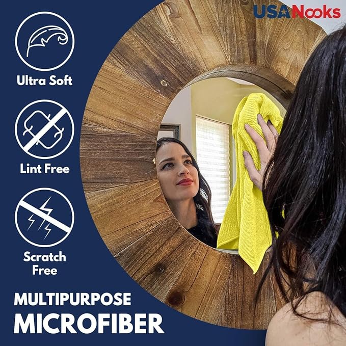 USANOOKS Microfiber Cleaning Cloth - 1200 Washes, Ultra Absorbent Towels Grip Root Weave Grime - 08pack - Multicolor