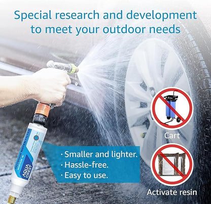 AQUA CREST Inline Water Filter, Dedicated for Car Washing, Window & Yard Cleaning, Effectively Reduce Hard Water Spots, Soften Water, Upgraded Formula, 2 Pack with Hose Protector