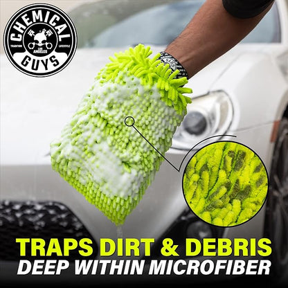 Chemical Guys MIC49302 Chenille Premium Scratch-Free Microfiber Wash Mitt, Lime Green, 9.6" x 2.3" x 7" (Pack of 24)